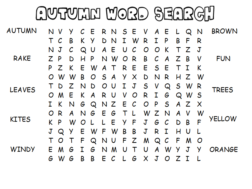 Search A Word - Printable - Kids Games