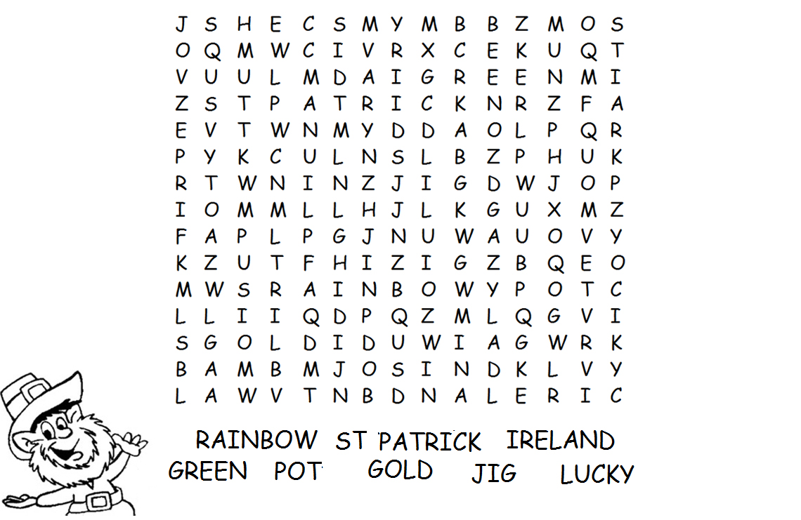 St Patrick S Day Free Printable Word Find