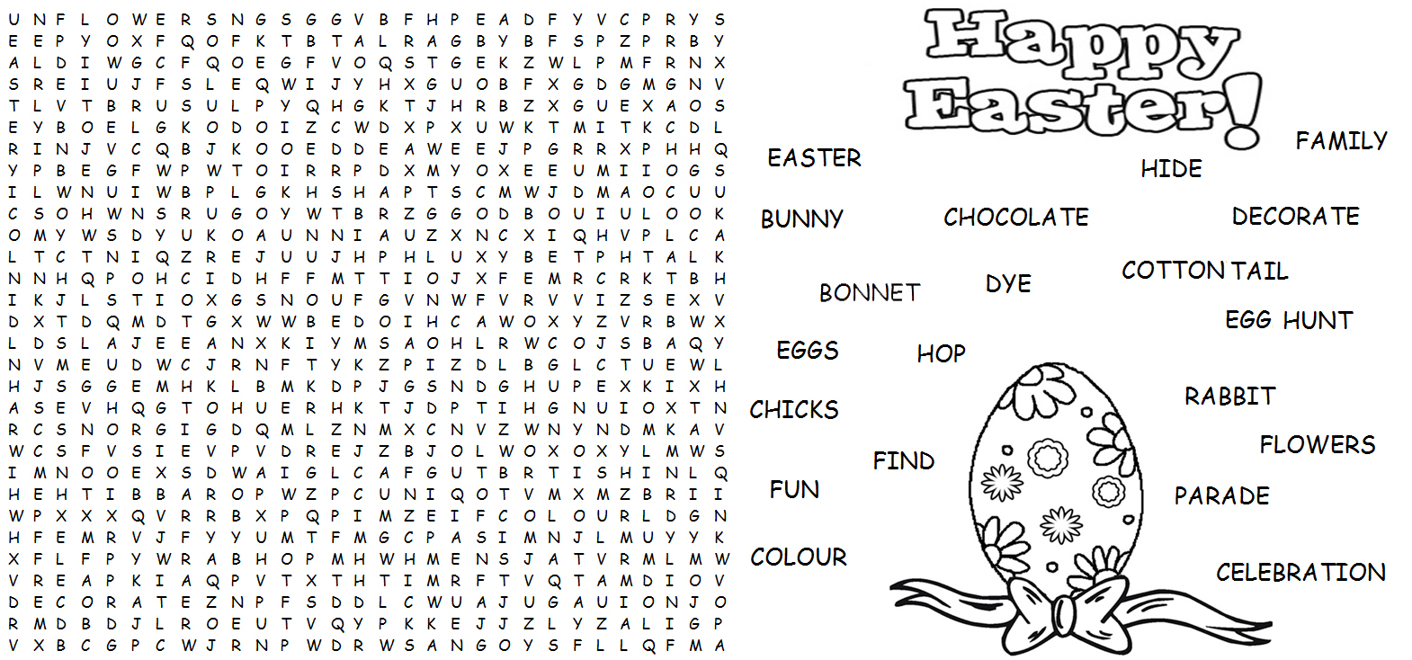 hard easter word search