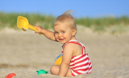 Wet sand play with shells