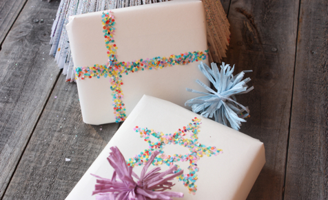 Confetti ribbon gift wrap