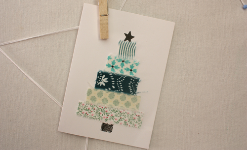Fabric Christmas tree card