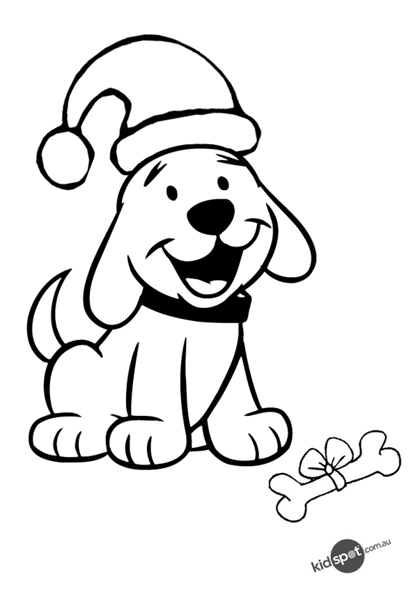 Free Online Christmas Puppy Colouring Page