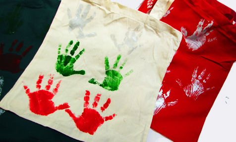Handprint tote bag