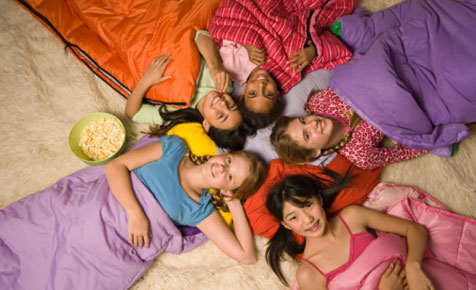 Bedtime at a slumber party