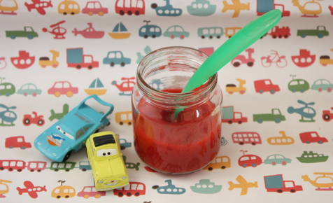 Apple and raspberry puree
