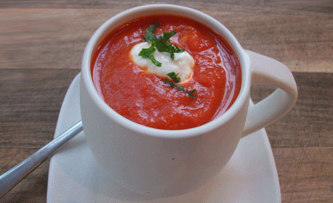 Spicy red pepper and tomato soup