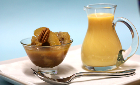 Slow cooker pear and pecan pudding