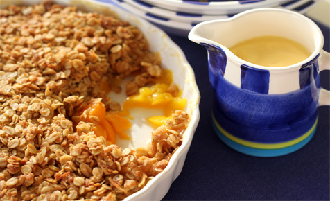 Peach, mango and coconut crumble