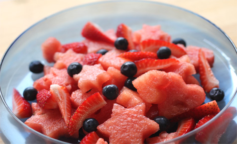 Hearts and stars fruit salad