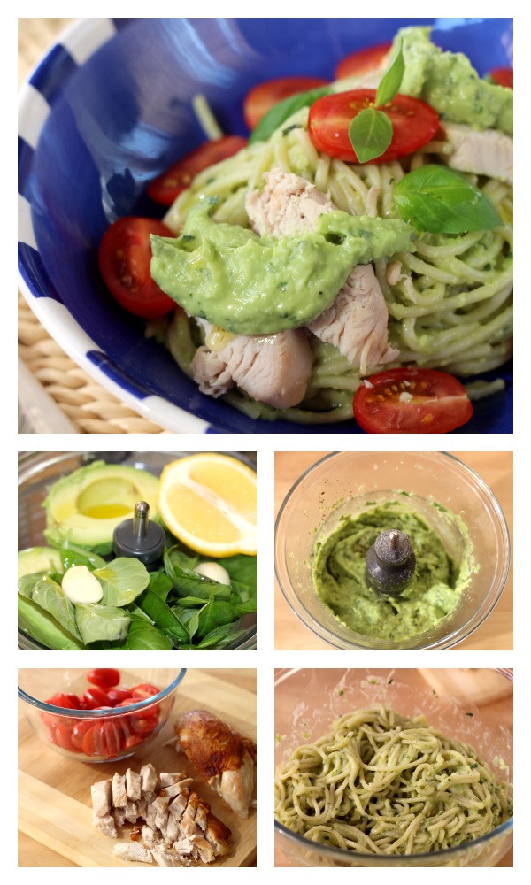 Creamy avocado and chicken pasta