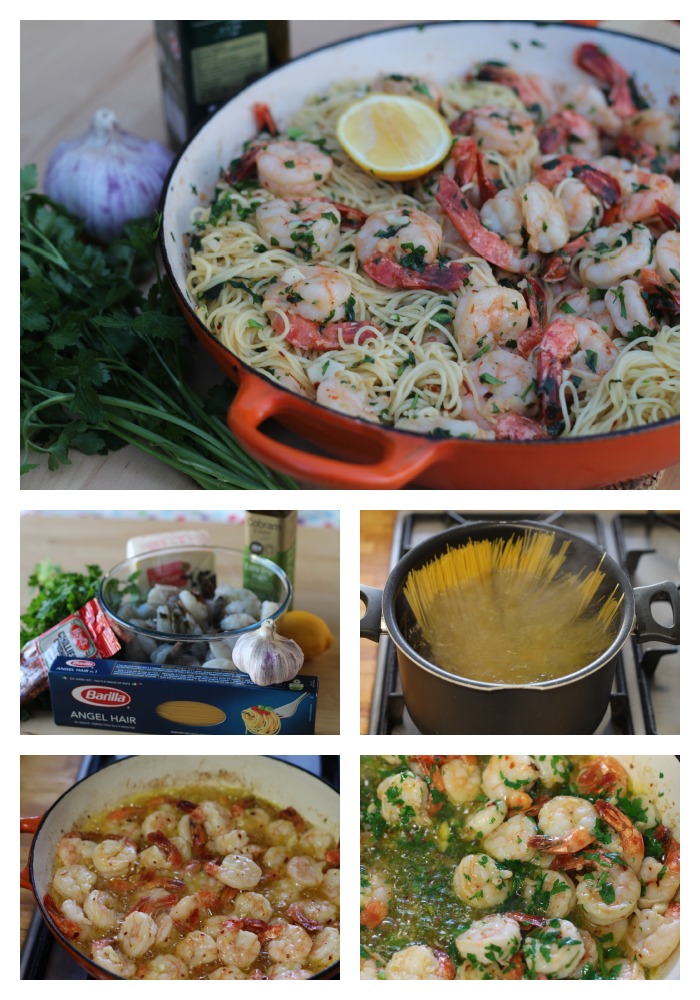 Lemon and garlic prawn pasta