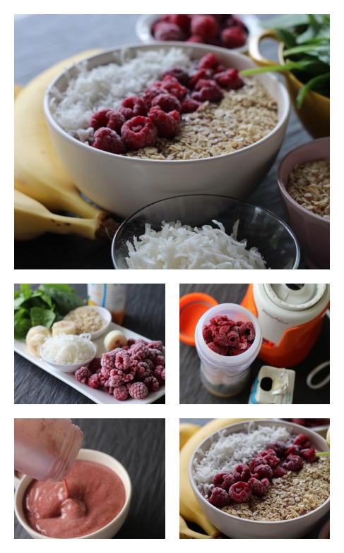 Raspberry and coconut smoothie bowl