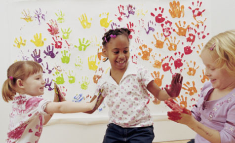 Make hand print wrapping paper