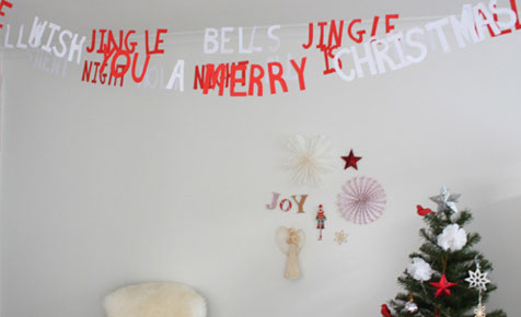 Christmas paper letter garland