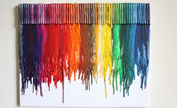 Melted crayon canvas craft