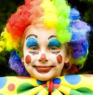 colourful clown with wig