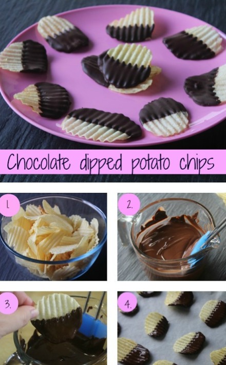 Chocolate dipped potato chips