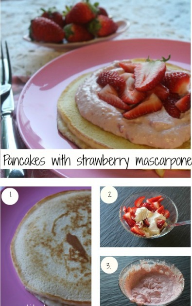 Pancakes with strawberry mascarpone