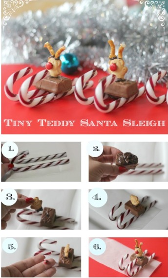 Tiny Teddy Santa sleigh