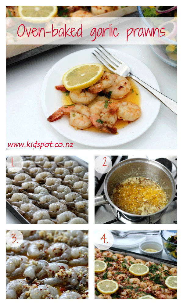 Oven-baked prawns