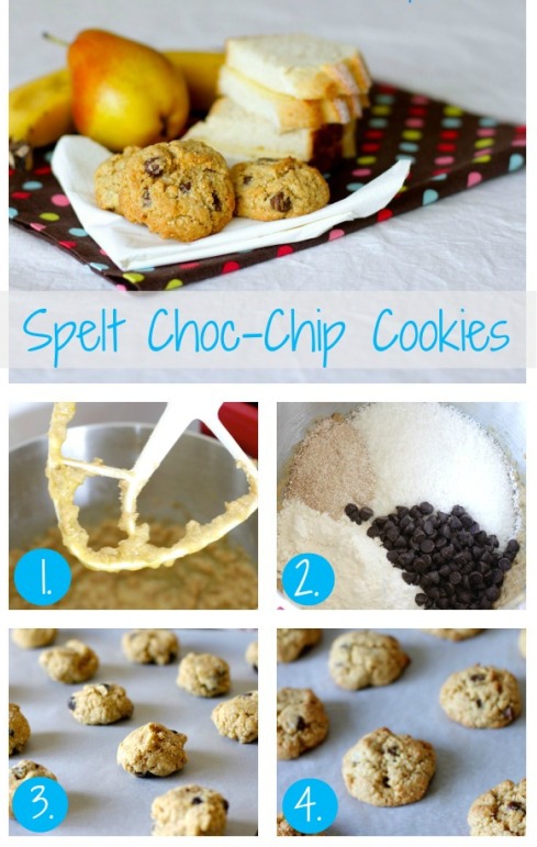 Spelt choc chip cookies