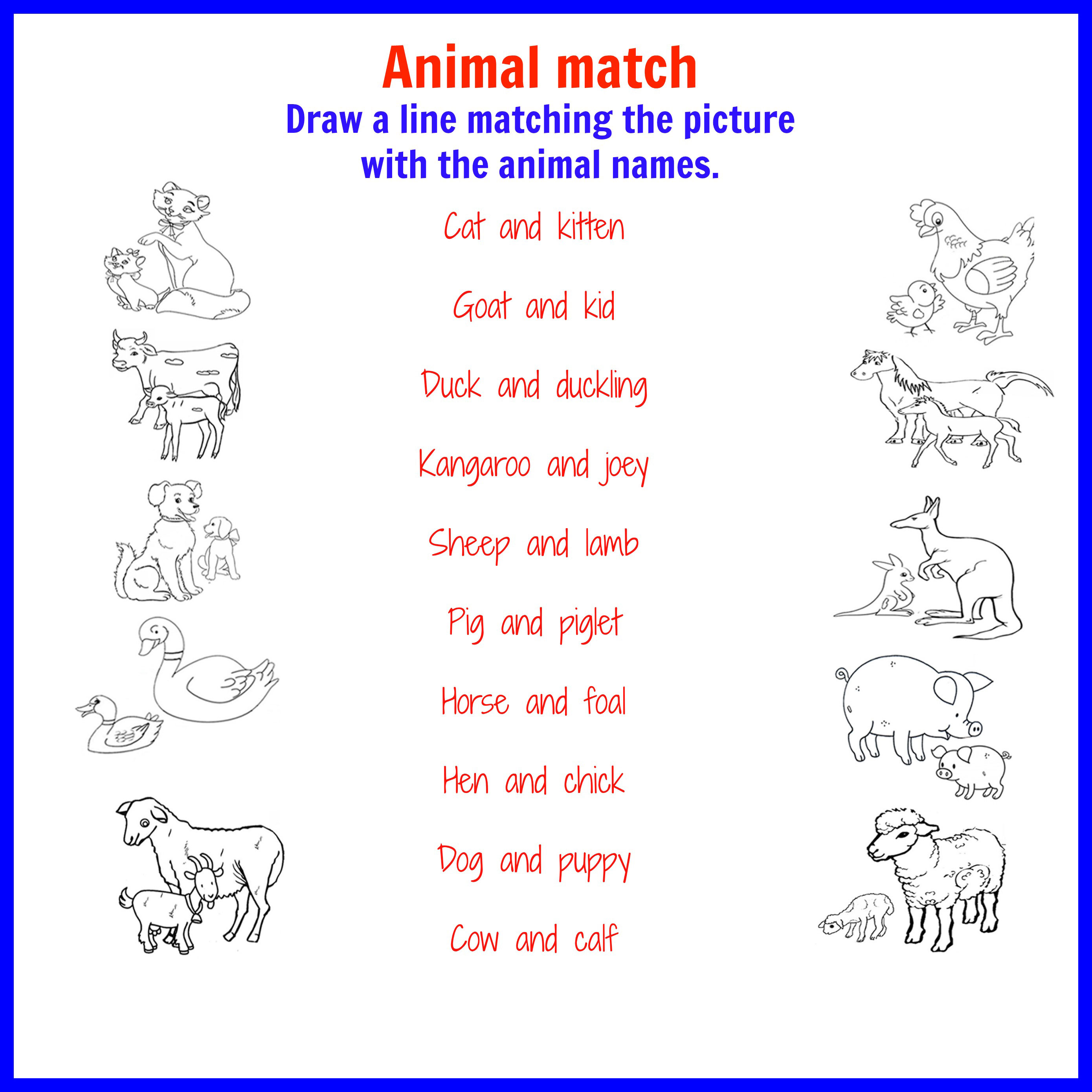 Animal Names - Free Printable - Kids Activities