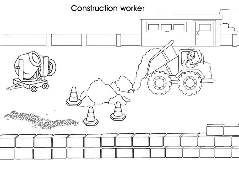 construction worker coloring page