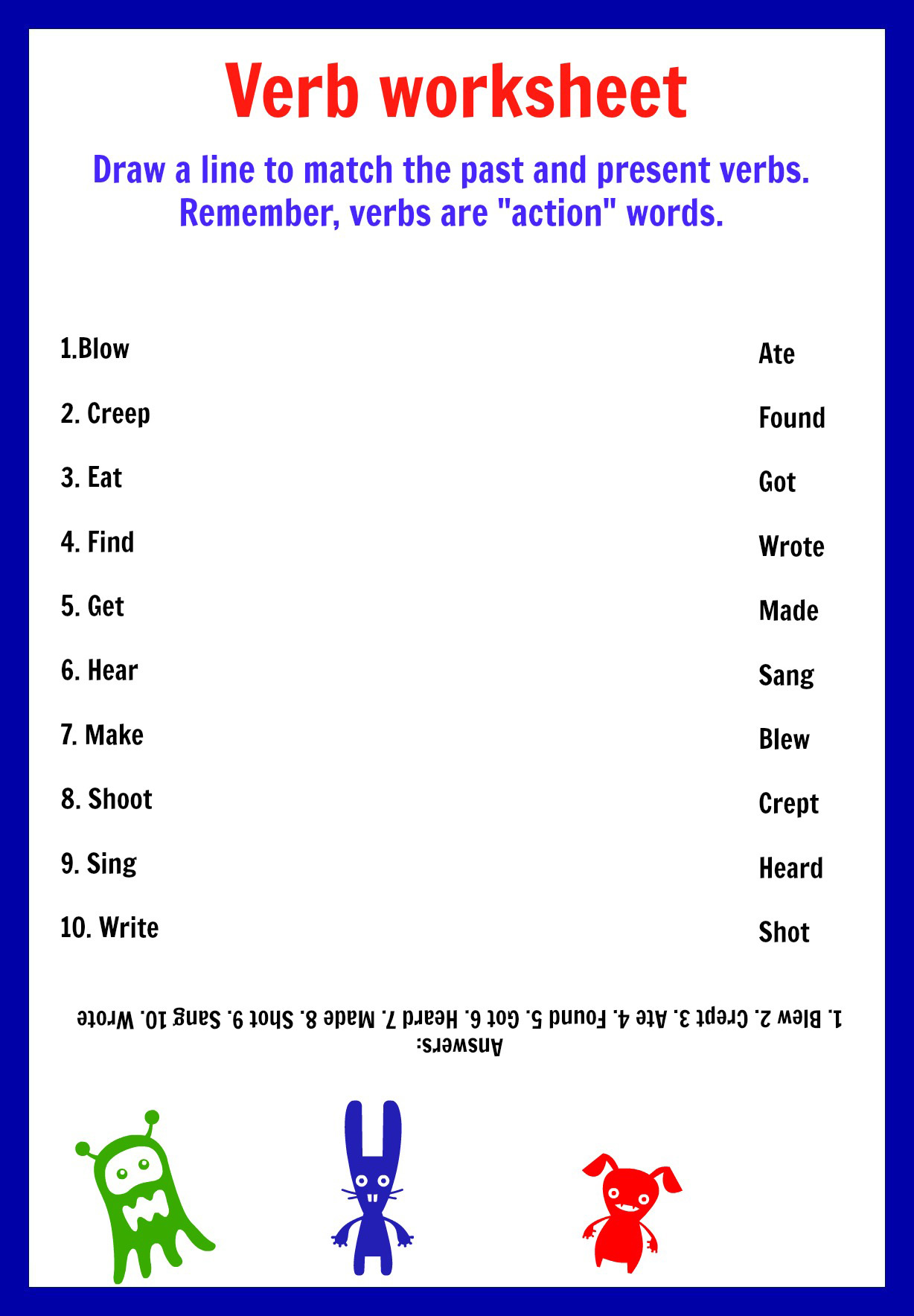 Present Form Of Verb Worksheets