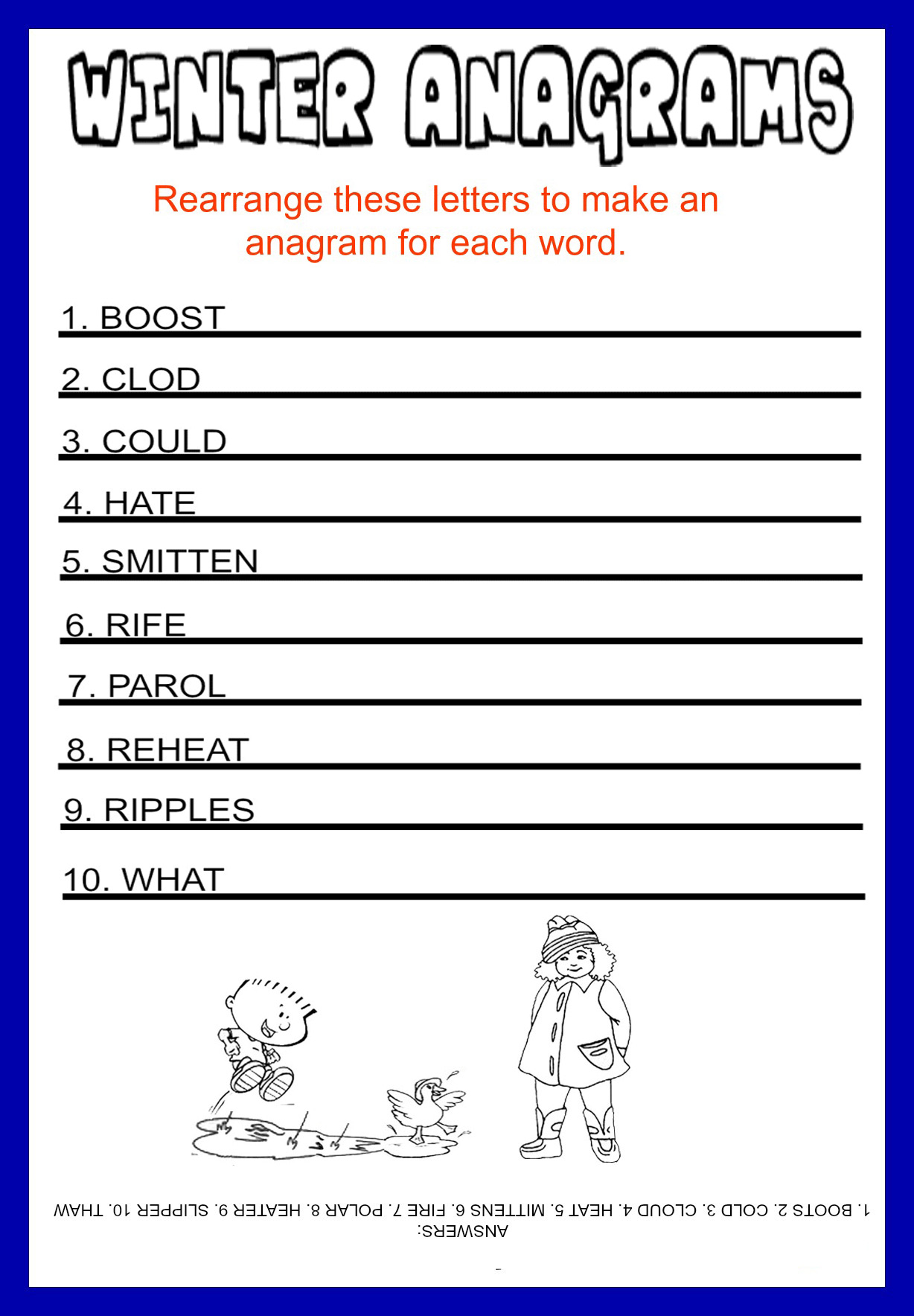 Free Printable Anagram Worksheets