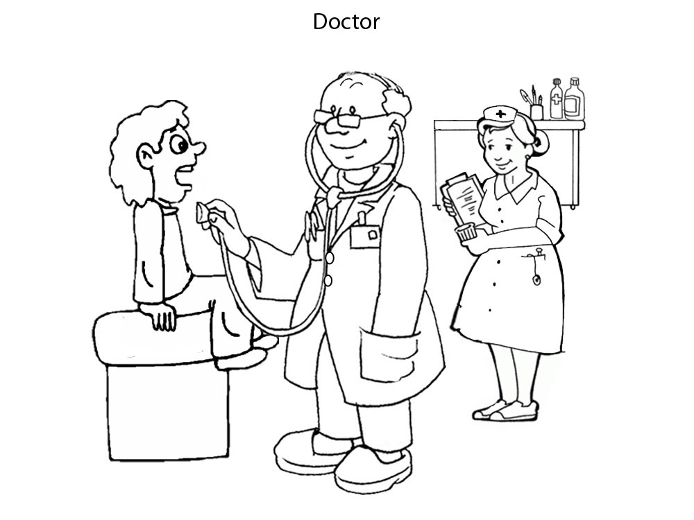 Activities For Kids - Colouring Pages -Doctor