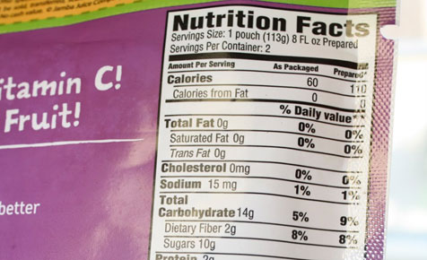 Nutrition information
